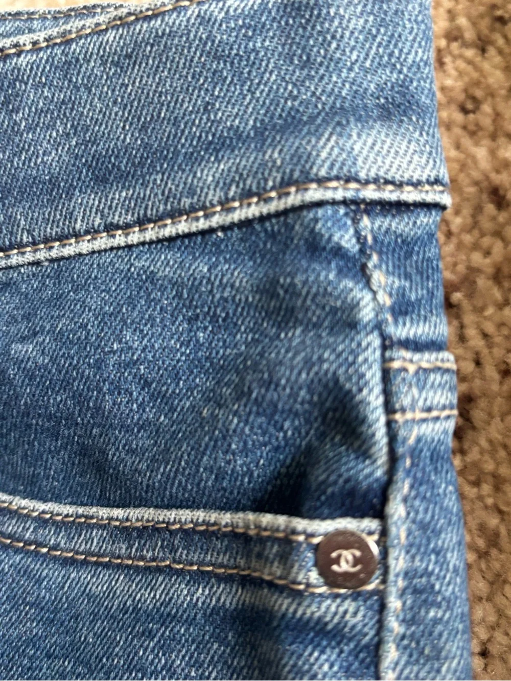Chanel CC Logo Denim Straight Leg Jeans Size 42